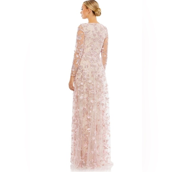 Mac Duggal Pink Embellished Long Sleeve Gown - Picture 4 of 15